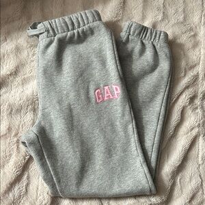 GAP Kids Light Gray Joggers with Pink Logo